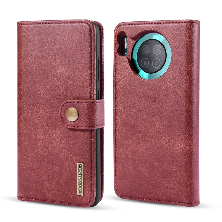 Para Huawei Mate 30 DG.MING Crazy Horse Texture Flip Funda de cuero magnética desmontable con soporte, ranuras para tarjetas y billetera (rojo)