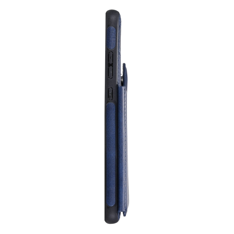 Funda de cuero con tapa horizontal con textura de becerro para Huawei Mate 30 con soporte, ranuras para tarjetas y marco (azul)