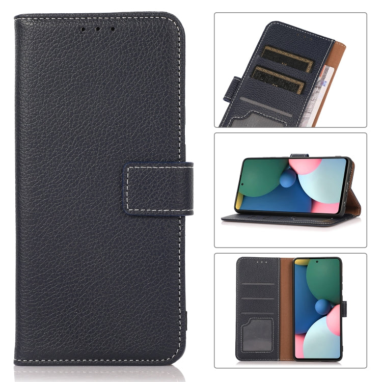 Para Motorola Moto G100 Litchi Texture PU + TPU Funda de cuero Horizontal Flip Funda con soporte y ranuras para tarjeta y billetera (azul)