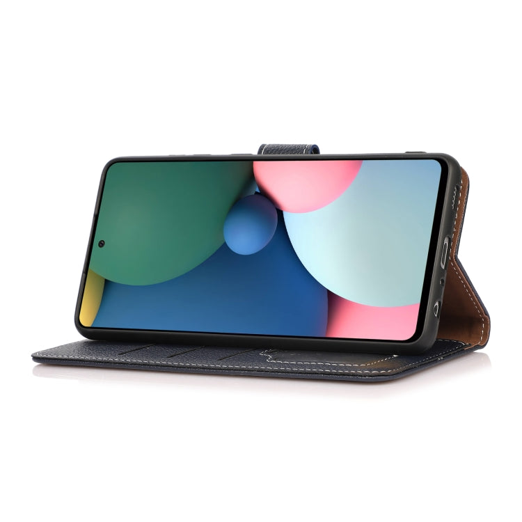 Para Motorola Moto G100 Litchi Texture PU + TPU Funda de cuero Horizontal Flip Funda con soporte y ranuras para tarjeta y billetera (azul)
