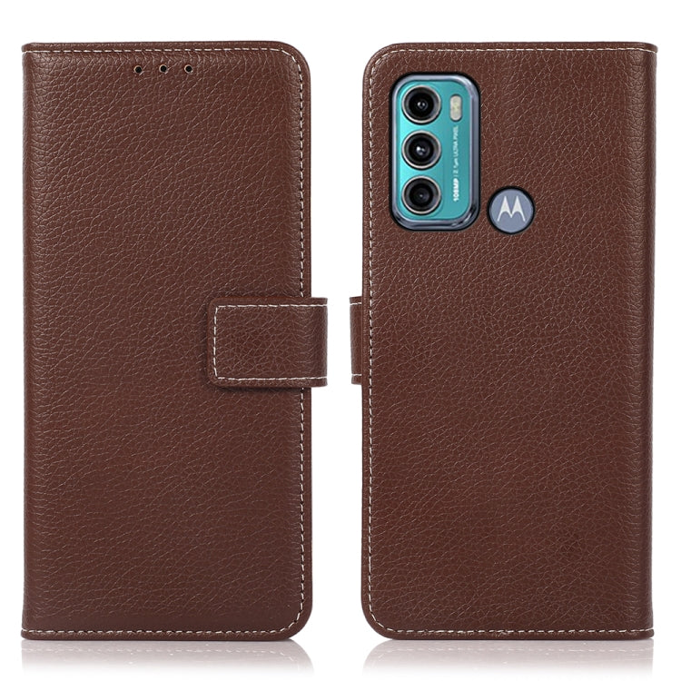 Para Motorola Moto G40 Fusion Litchi Texture PU + TPU Funda de cuero Horizontal Flip con soporte y tragamonedas y billetera (Marrón)
