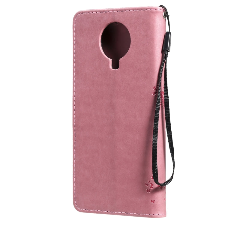 Para Nokia 6.3 Patrón de árbol y gato Impresión prensada Funda de cuero Horizontal Flip PU con soporte y tragamonedas de tarjetas y billetera y cordón (rosa)