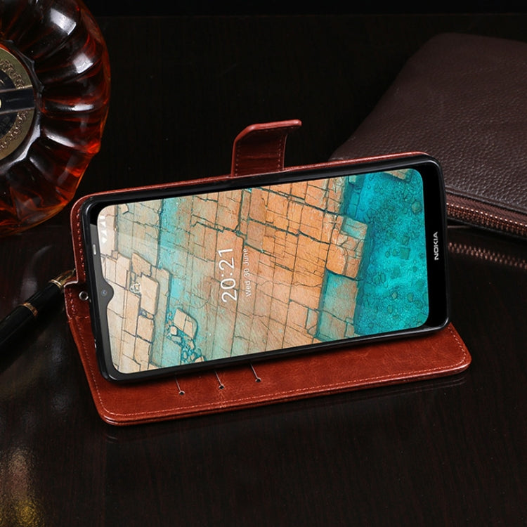 Para Nokia C20 Idewei Crazy Horse Texture Horizontal Flip Funda de cuero con soporte y tragamonedas y billetera (azul)