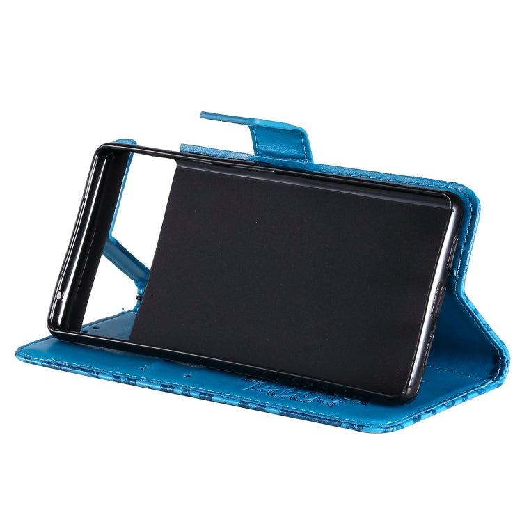Para Google Pixel 6 Pro Sun Sun Pattern Horizontal Flip Funda de cuero con la ranura para la tarjeta y el soporte y la billetera y el cordón (azul)