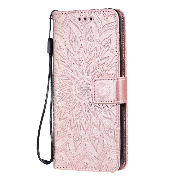 Para Huawei P50 Sun Pattern Horizontal Flip Funda de cuero con la ranura para la tarjeta y el soporte y la cartera y el cordón (oro rosa)
