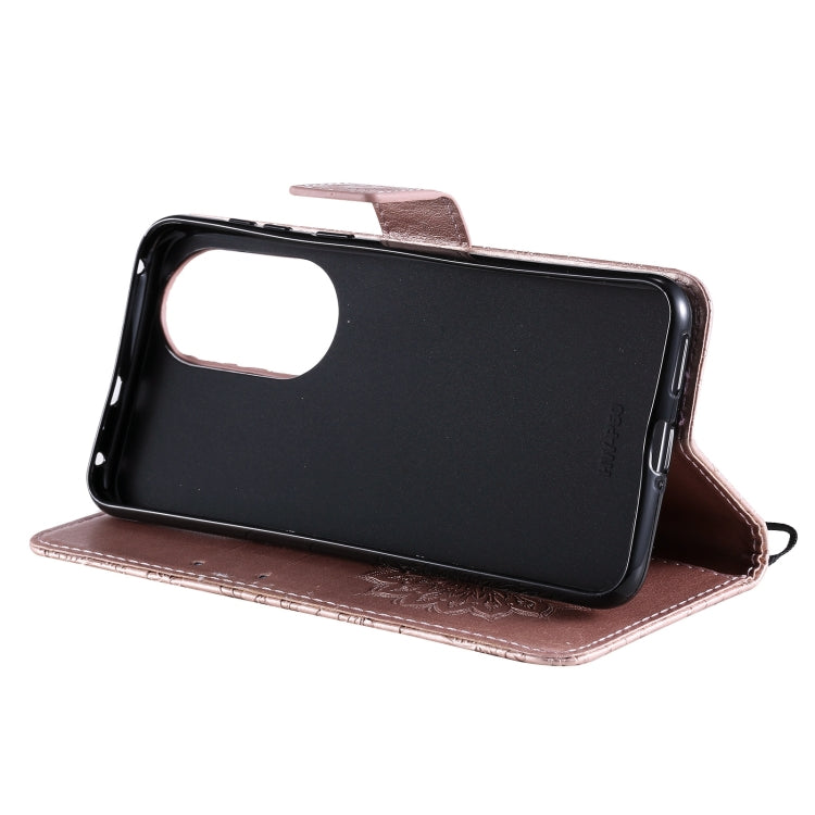 Para Huawei P50 Sun Pattern Horizontal Flip Funda de cuero con la ranura para la tarjeta y el soporte y la cartera y el cordón (oro rosa)