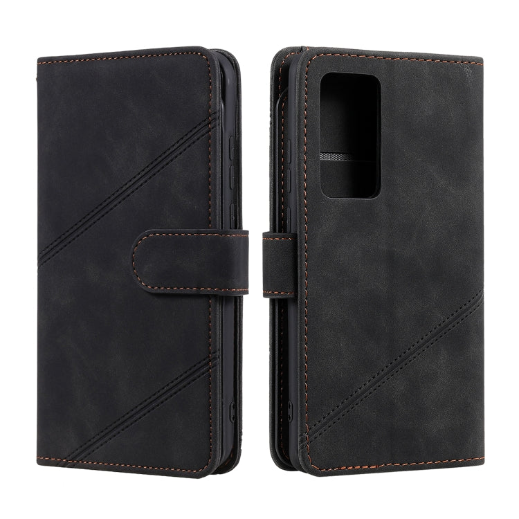 Para Huawei P40 PRO Siente la piel de la piel Funda de cuero Horizontal Flip PU con soporte y tragamonedas de tarjetas múltiples y billetera y laminador y marco de fotos (negro)
