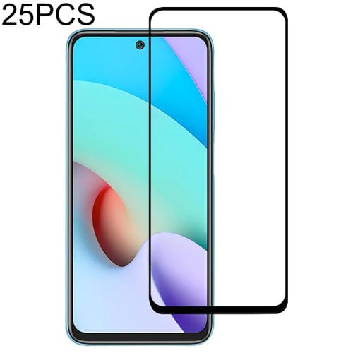 Para Xiaomi Redmi 10 25 PCS Pegamento completo Pantalla de cubierta completa Película de vidrio templado