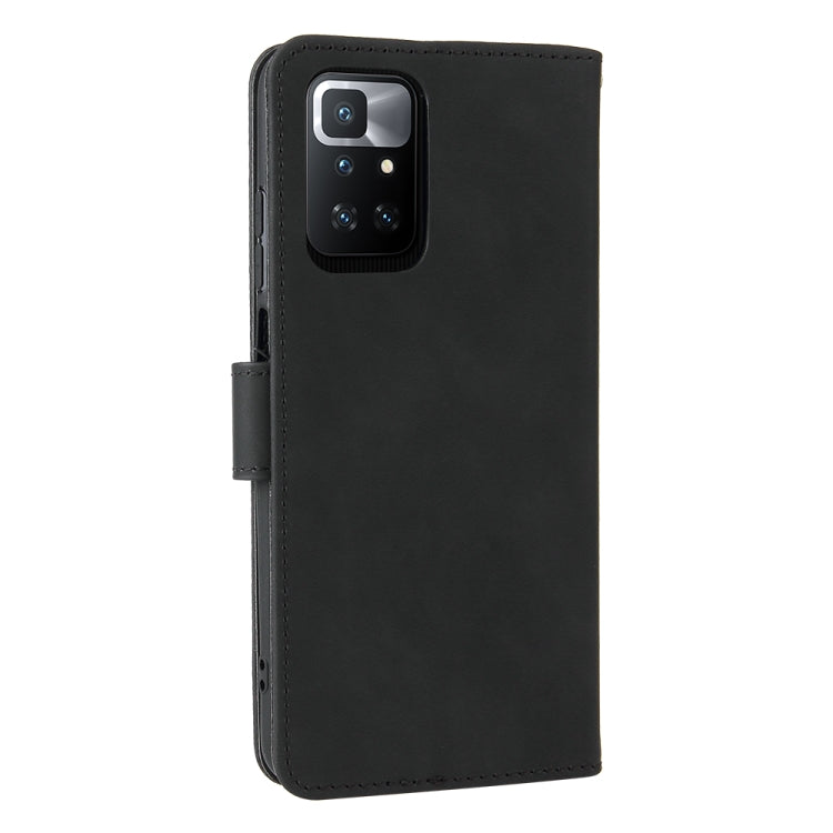 Color sólido de la piel Sienta la hebilla magnética Caja de cuero de la textura de la textura de la textura de la torna con el soporte y las tragamonedas de las tarjetas y la cartera para Xiaomi Redmi 10 (Negro)
