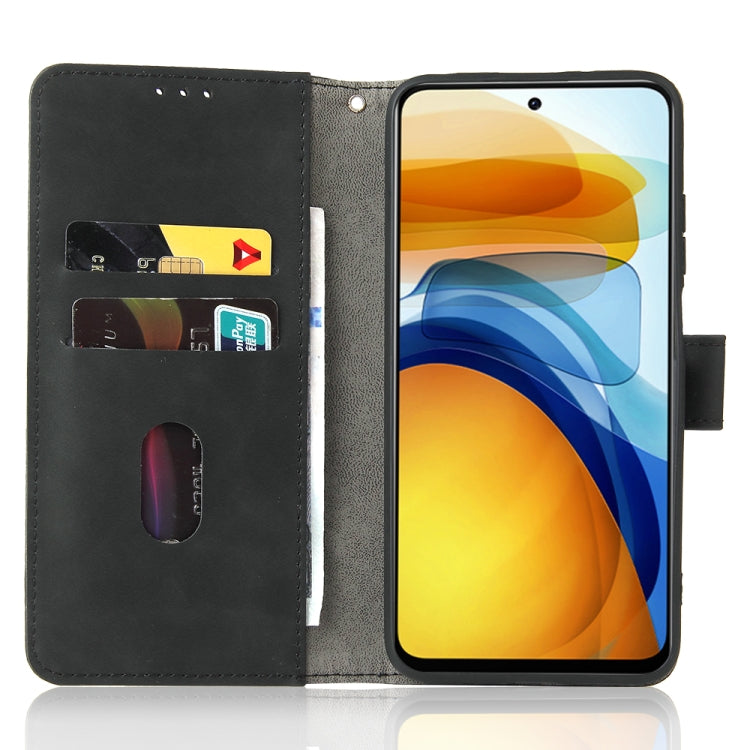 Color sólido de la piel Sienta la hebilla magnética Caja de cuero de la textura de la textura de la textura de la torna con el soporte y las tragamonedas de las tarjetas y la cartera para Xiaomi Redmi 10 (Negro)