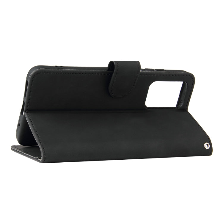 Color sólido de la piel Sienta la hebilla magnética Caja de cuero de la textura de la textura de la textura de la torna con el soporte y las tragamonedas de las tarjetas y la cartera para Xiaomi Redmi 10 (Negro)
