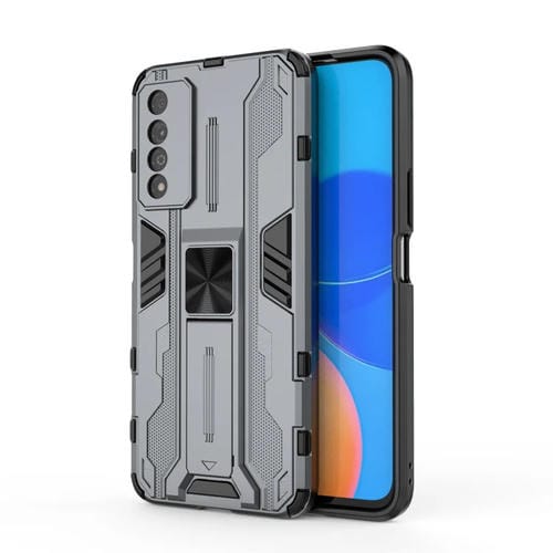 Para el juego de honor 5T PRO SUPERSONIC PC + TPU Funda protectora a prueba de golpes con titular (gris)