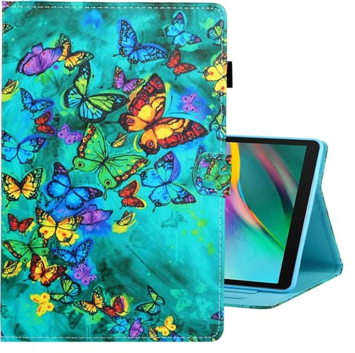 Estuche para Galaxy Tab A 8.0 (2019) T290 Cuero PU Tapa Horizontal Soporte Ranura Tarjeta (Mariposa Verde)