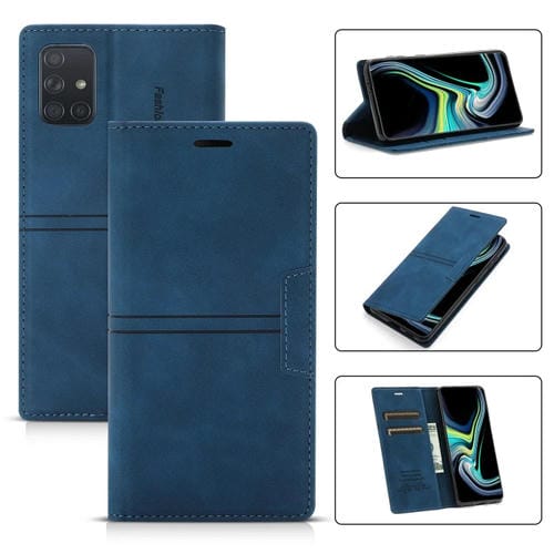 Funda para Samsung Galaxy A71 5G Flip Horizontal PU Cuero con Soporte y Ranura para Tarjeta y Billetera (Azul)