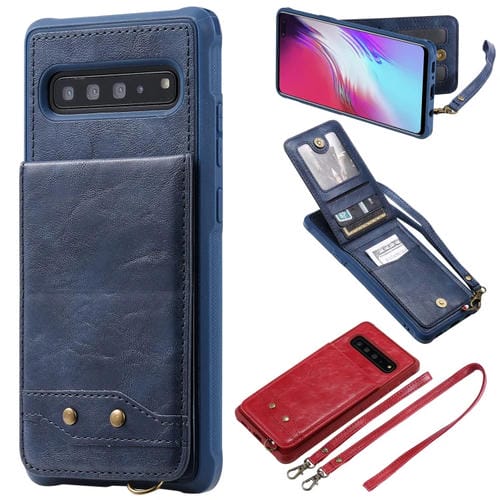 Funda Cartera Samsung Galaxy S10 5G Tapa Vertical Soporte Ranuras Tarjetas (Azul)