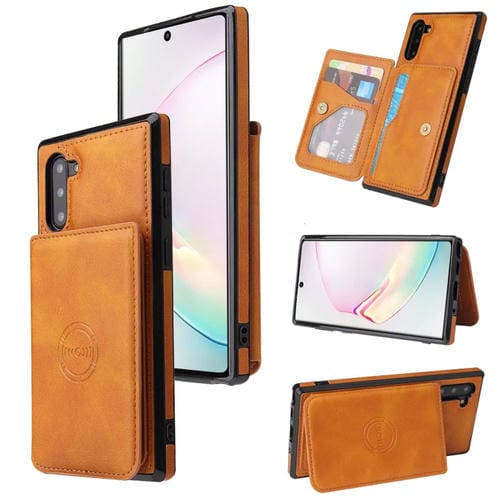 Funda para Samsung Galaxy Note10 Textura de Calfe Tarjeta Magnética PU (Marrón)