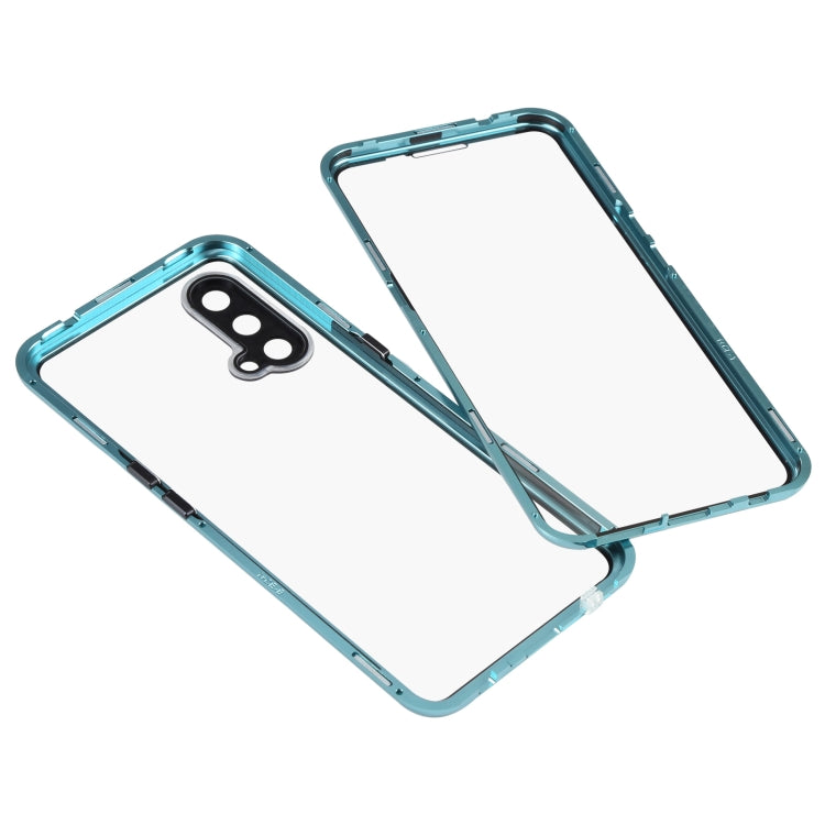 Funda Magnética de Tela y Vidrio Templado para OnePlus Nord Ce 5G (Verde)