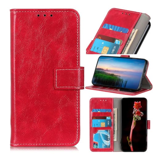 Para Xiaomi 12 / 12X / 12S Funda de cuero con textura de caballo loco retro (rojo)