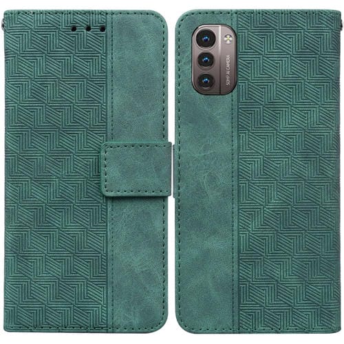 Para Nokia G11 / G21 Caja de cuero geométrico en relieve (verde)