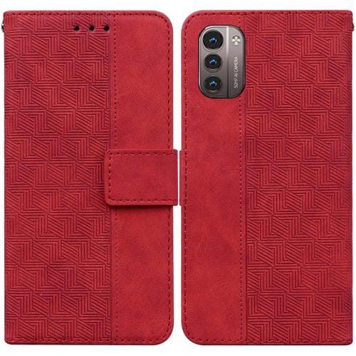 Para Nokia G11 / G21 Caja de cuero en relieve geométrico (rojo)
