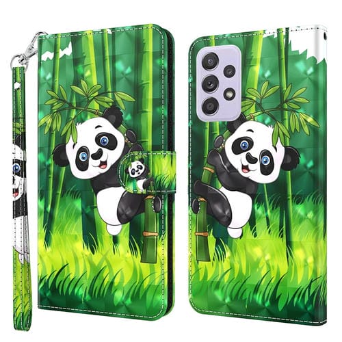 Funda Telefónica Samsung Galaxy A23 TPU y PU Cuero Patrón Pintura 3D (Panda Stiming Bamboo)