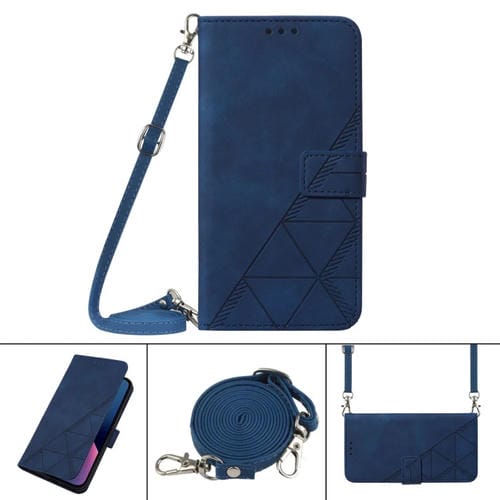 Para Xiaomi Redmi Note 11 4G / Redmi 10/10 Prime Crossbody 3D Funda de cuero con goma 3D (azul)