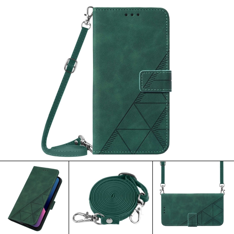 Funda de Cuero para Infinix Note 10 Crossbody 3D en Relieve (Verde Oscuro)