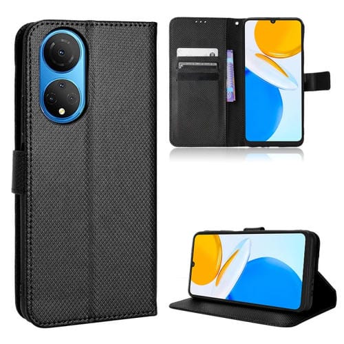 Para la caja del teléfono de cuero de textura de diamantes Honor x7 (negro)