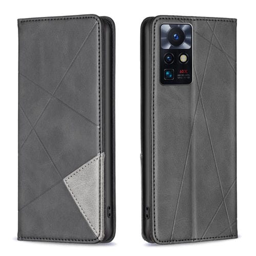Para infinix cero x neo prismatic invisible cuero magnético estuche (negro)