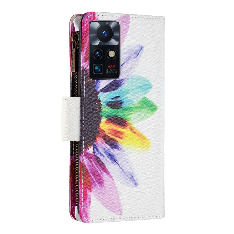 Para infinix cero x neo de color neo de dibujo cremallera con cremallera horizontal por el teléfono de cuero (flor de sol)