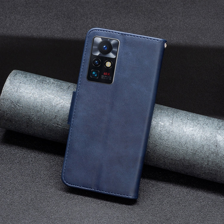 Para infinix cero x neo corderskin texture cuero caja de cuero (azul)