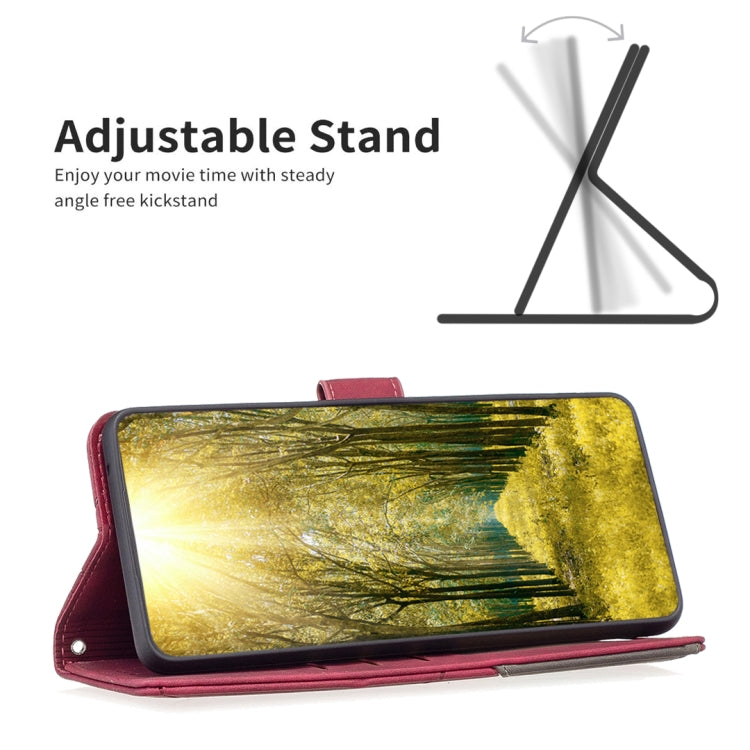 Para infinix cero x neo bf05 hebilla magnética rhombus textura de la caja del teléfono de cuero (rojo)