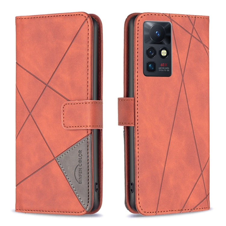 Para infinix cero x / x pro bf05 hebilla magnética rhombus textura de textura de cuero caja (marrón)