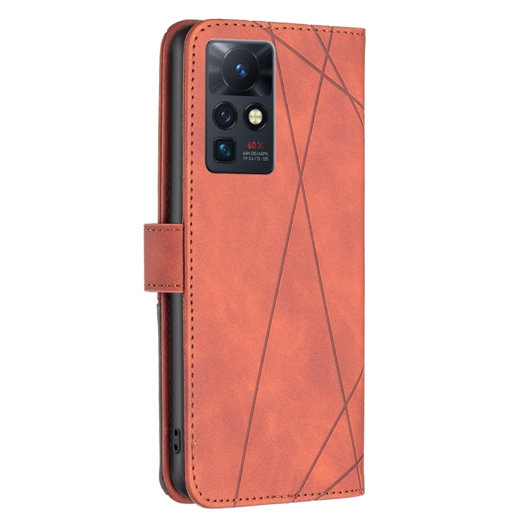 Para infinix cero x / x pro bf05 hebilla magnética rhombus textura de textura de cuero caja (marrón)