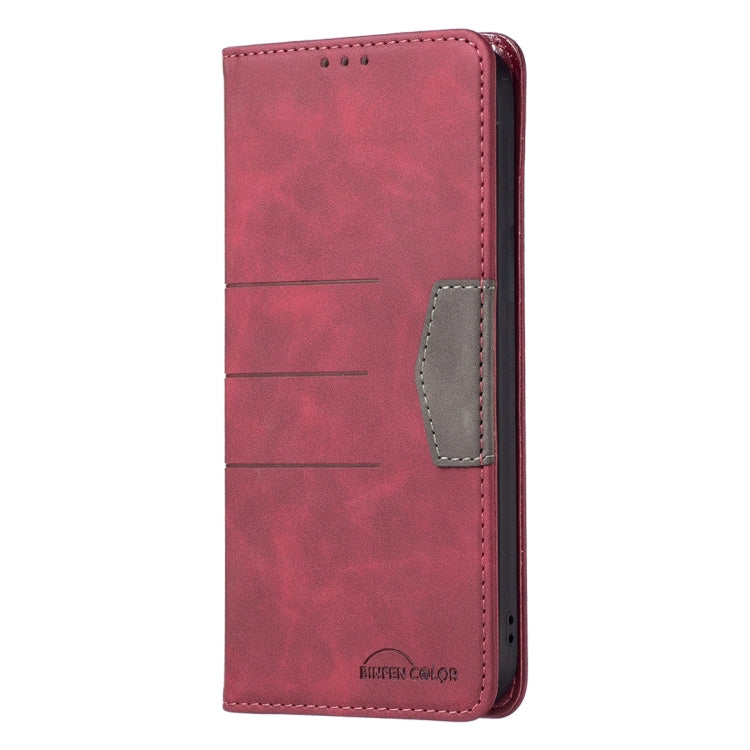 Para infinix cero x neo magnético empalme de cuero estuche (rojo)