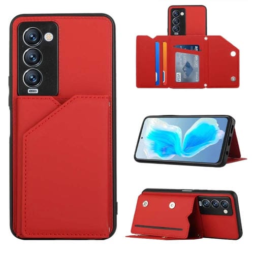 Para Tecno Camon 18 Premier Skin Feel PU + TPU + PC Case de teléfono (rojo)
