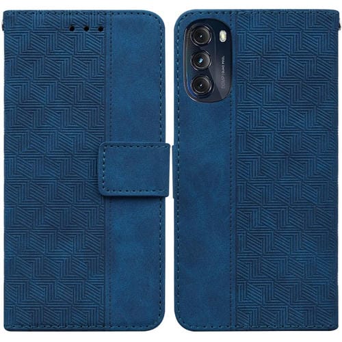 Funda para Motorola Moto G 2022 Cuero En Relieve Geométrica (Azul)
