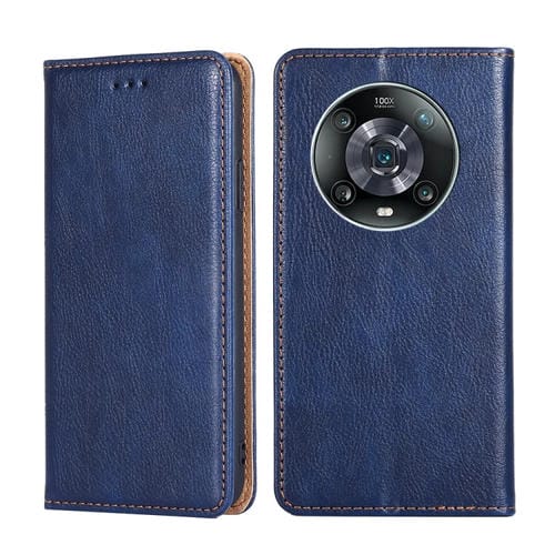 Para Honor Magic4 Pro Gloss Oil Solid Color Magnetic Flip Leather Case (azul)