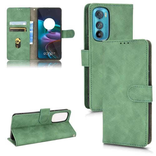 Para el borde de Motorola 30, Feel Feel Magnetic Flip Leather Case (verde)