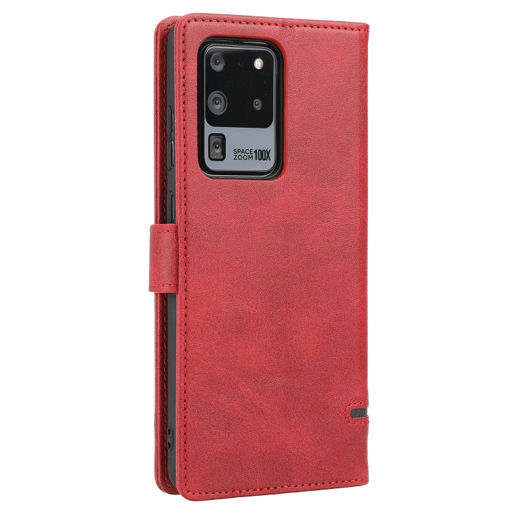 Para Samsung Galaxy S20 Ultra Classic Wallet Flip Leather Case (rojo)