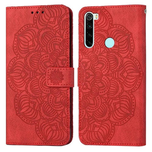Para Xiaomi Redmi Note 8 Mandala Flip Flip Leather Case (rojo)