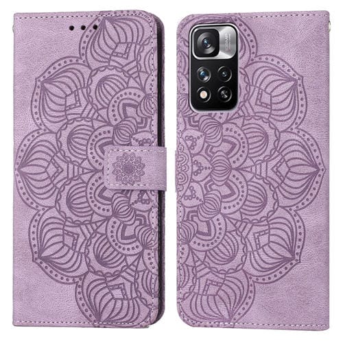 Para Xiaomi Redmi Note 11 Pro 5G Mandala Flip Flip Leather Case (púrpura)