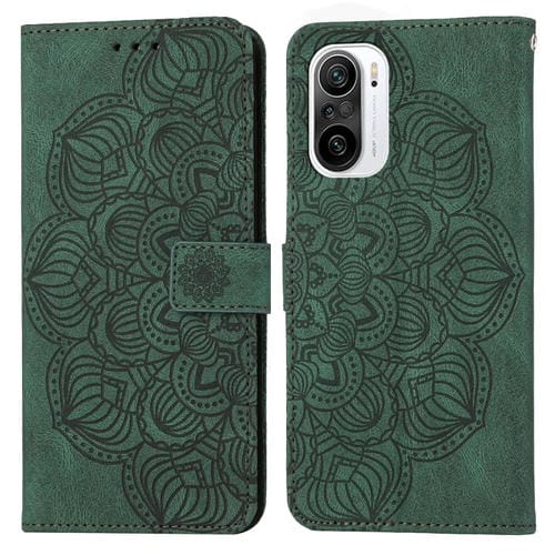 Para Xiaomi Poco F3 Mandala Flip Flip Leather Case (verde)