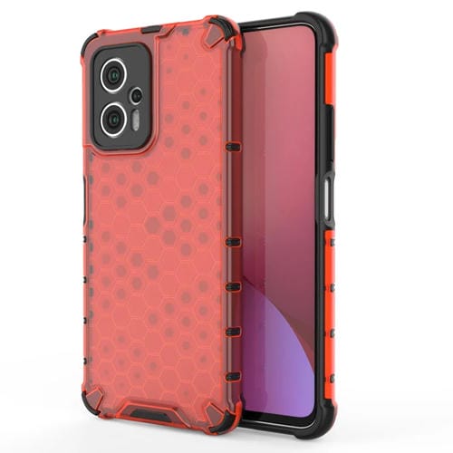 Para Xiaomi Redmi Note 11T Pro Shock Protido Honeycomb PC + TPU Telephip (rojo)