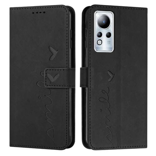 Estuche de Cuero para Infinix Nota 11 con Patrón de Corazón (Negro)
