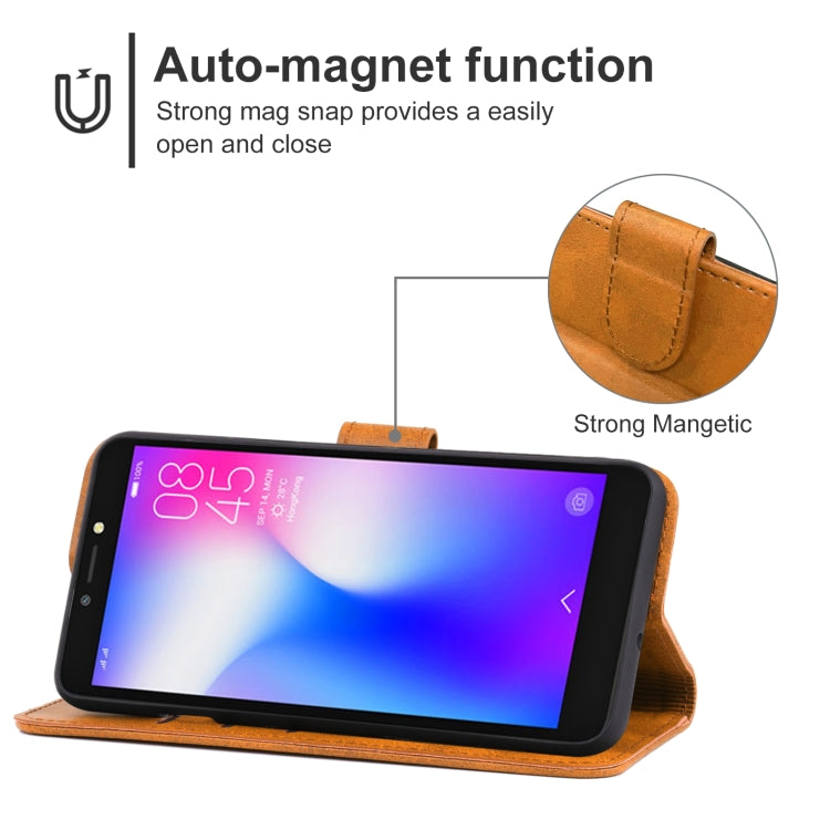 Caja de Teléfono de Cuero Tecno Pop 2 (Marrón)