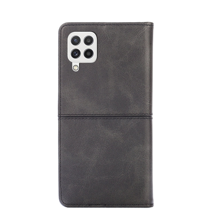 Para Samsung Galaxy A22 5G Textura de vaca Magnetic Horizontal Flip Cuero Case (negro)