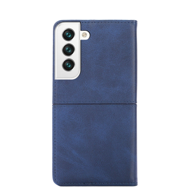 Para Samsung Galaxy S22 Textura de vaca Magnetic Horizontal Flip Leather Case (azul)