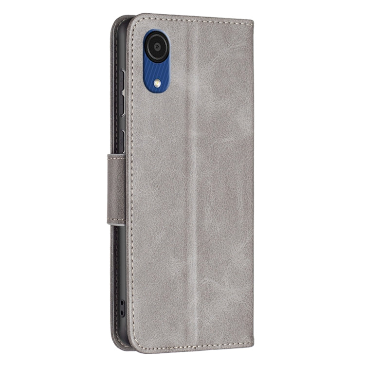 Para Samsung Galaxy A03 Core Retro Lambskin Texture Cuero Case (gris)