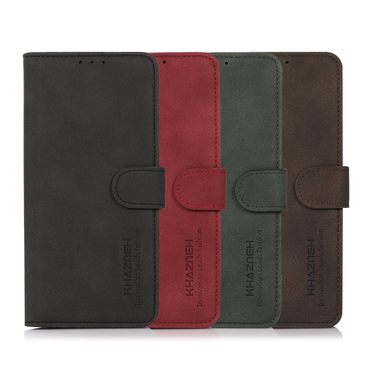 Para Samsung Galaxy M13 4G KHAZNEH Funda de cuero con textura mate para teléfono (Marrón)